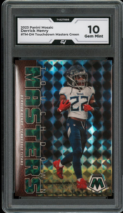 2023 Panini Mosaic #TM-DH Derrick Henry Touchdown Masters Green Graded 10 Gem Mint - Front