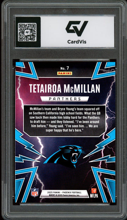 2025 Panini Phoenix #7 Tetairoa McMillan Thunderbirds Rookie Card RC Graded 10 Gem Mint - Back