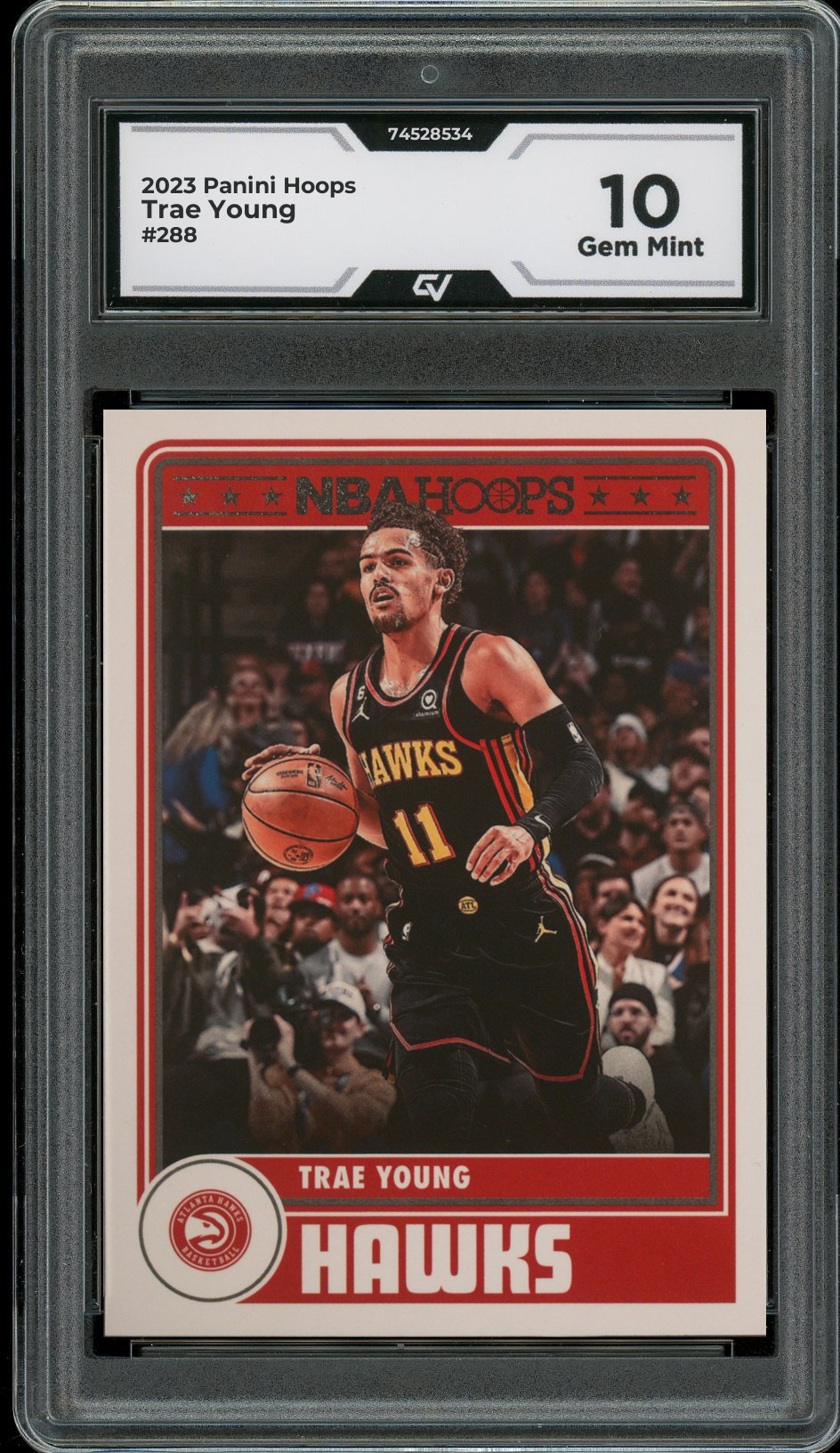 2023 Panini Hoops #288 Trae Young Graded 10 Gem Mint - Front