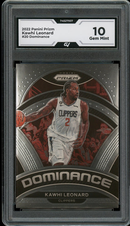 2022 Panini Prizm #20 Kawhi Leonard Dominance Graded 10 Gem Mint - Front