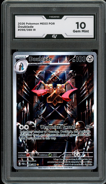 2026 Pokemon ME03 Perfect Order #098/088 Doublade IR Graded 10 Gem Mint