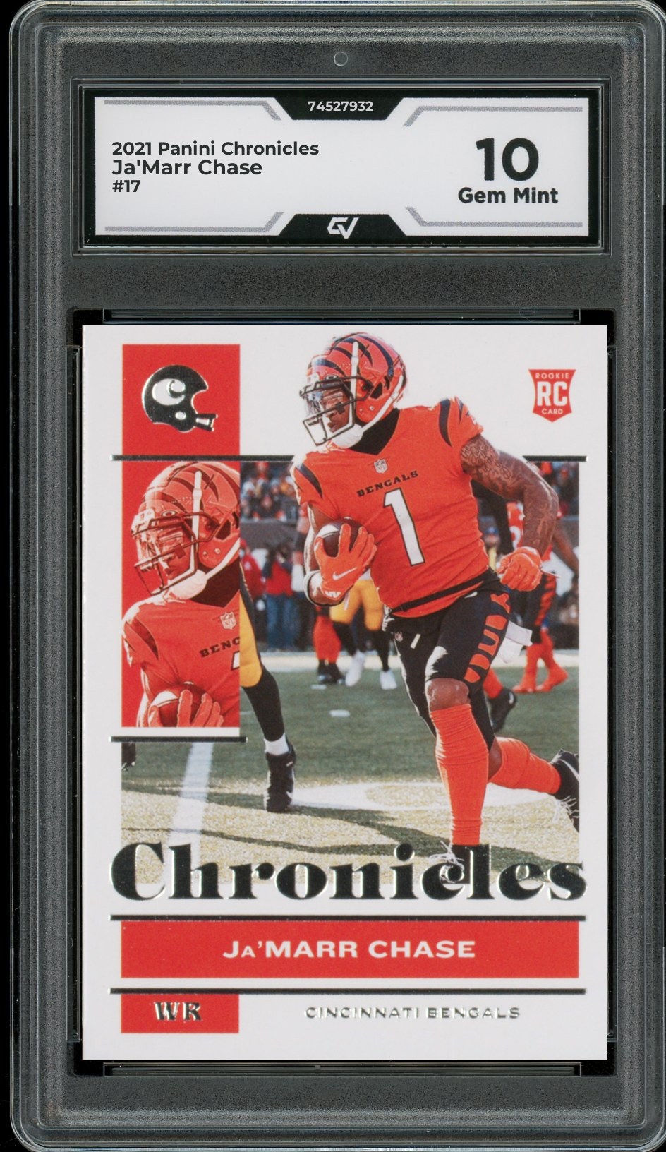 2021 Panini Chronicles #17 Ja'Marr Chase Rookie Card RC Graded 10 Gem Mint - Front