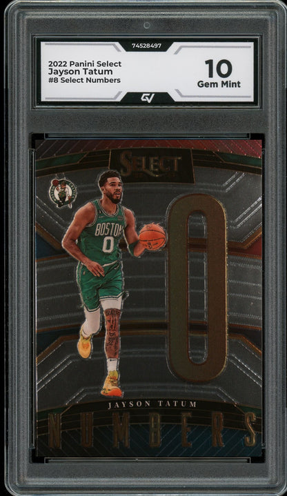 2022 Panini Select #8 Jayson Tatum Select Numbers Graded 10 Gem Mint - Front