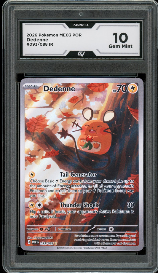 2026 Pokemon ME03 Perfect Order #093/088 Dedenne IR Graded 10 Gem Mint