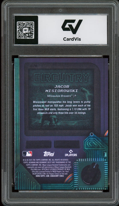 2025 Bowman's Best #C-11 Jacob Misiorowski Circuitry Rookie Card RC Graded 10 Gem Mint - Back