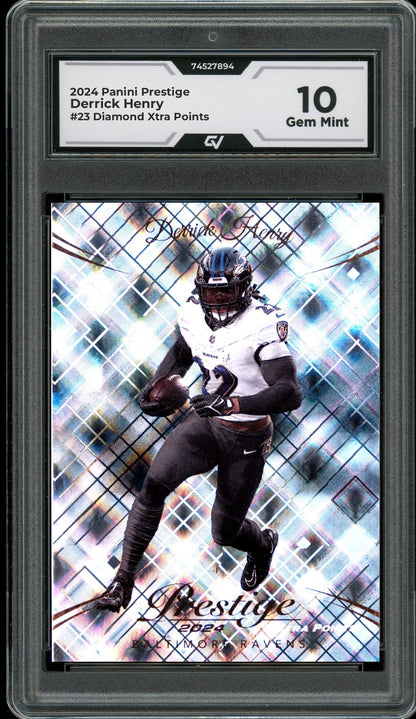 2024 Panini Prestige #23 Derrick Henry Diamond Xtra Points Graded 10 Gem Mint - Front
