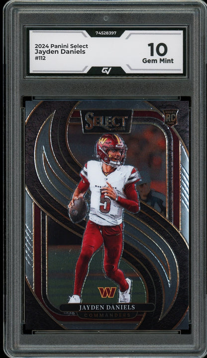 2024 Panini Select #112 Jayden Daniels Rookie Card RC Graded 10 Gem Mint - Front