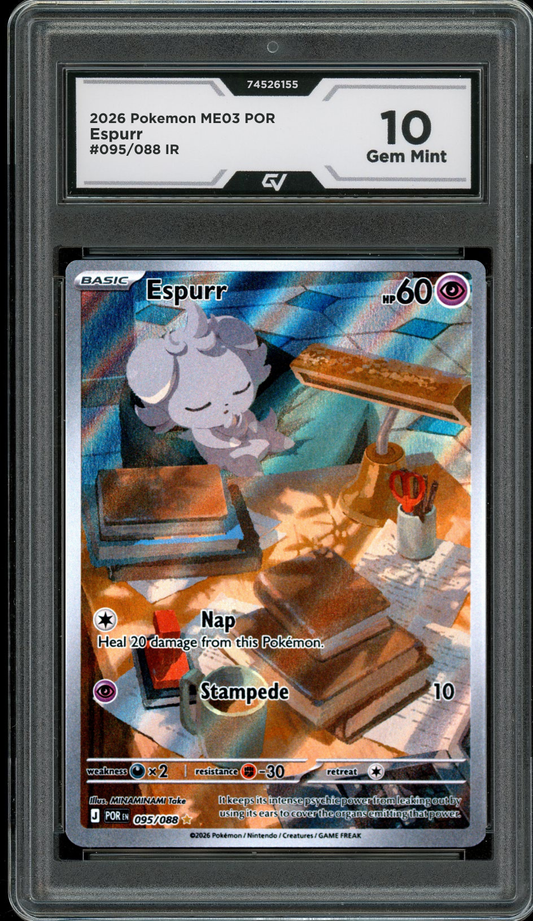 2026 Pokemon ME03 Perfect Order #095/088 Espurr IR Graded 10 Gem Mint