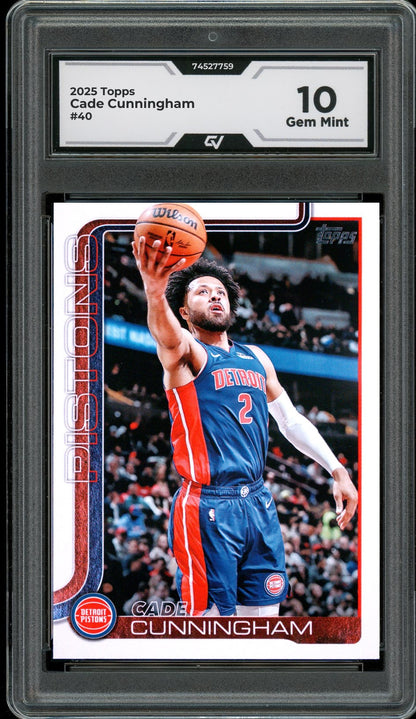 2025 Topps #40 Cade Cunningham Graded 10 Gem Mint - Front