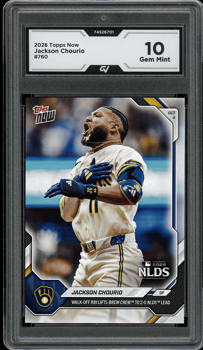 2026 Topps Now #760 Jackson Chourio Walk-Off RBI Graded 10 Gem Mint Presale