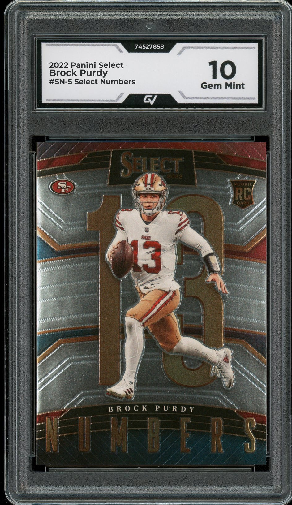 2022 Panini Select #SN-5 Brock Purdy Select Numbers Rookie Card RC Graded 10 Gem Mint - Front