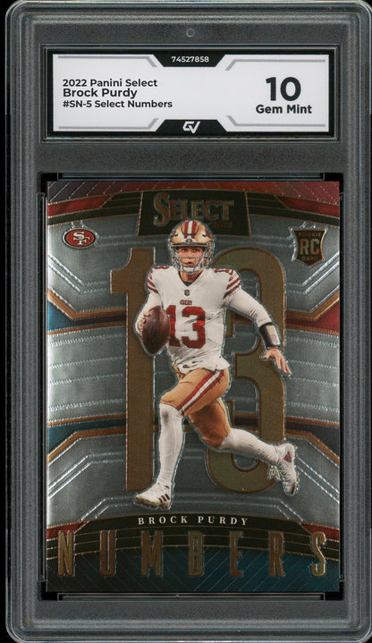 2022 Panini Select #SN-5 Brock Purdy Select Numbers Rookie Card RC Graded 10 Gem Mint - Front