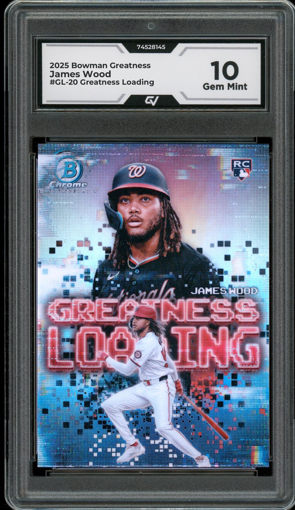2025 Bowman Greatness #GL-20 James Wood Greatness Loading Rookie Card RC Graded 10 Gem Mint - Front