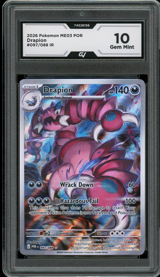 2026 Pokemon ME03 Perfect Order #097/088 Drapion IR Graded 10 Gem Mint