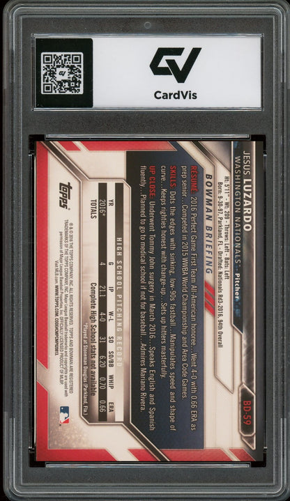 2016 Bowman Draft #BD-59 Jesus Luzardo Rookie Card RC Graded 10 Gem Mint - Back