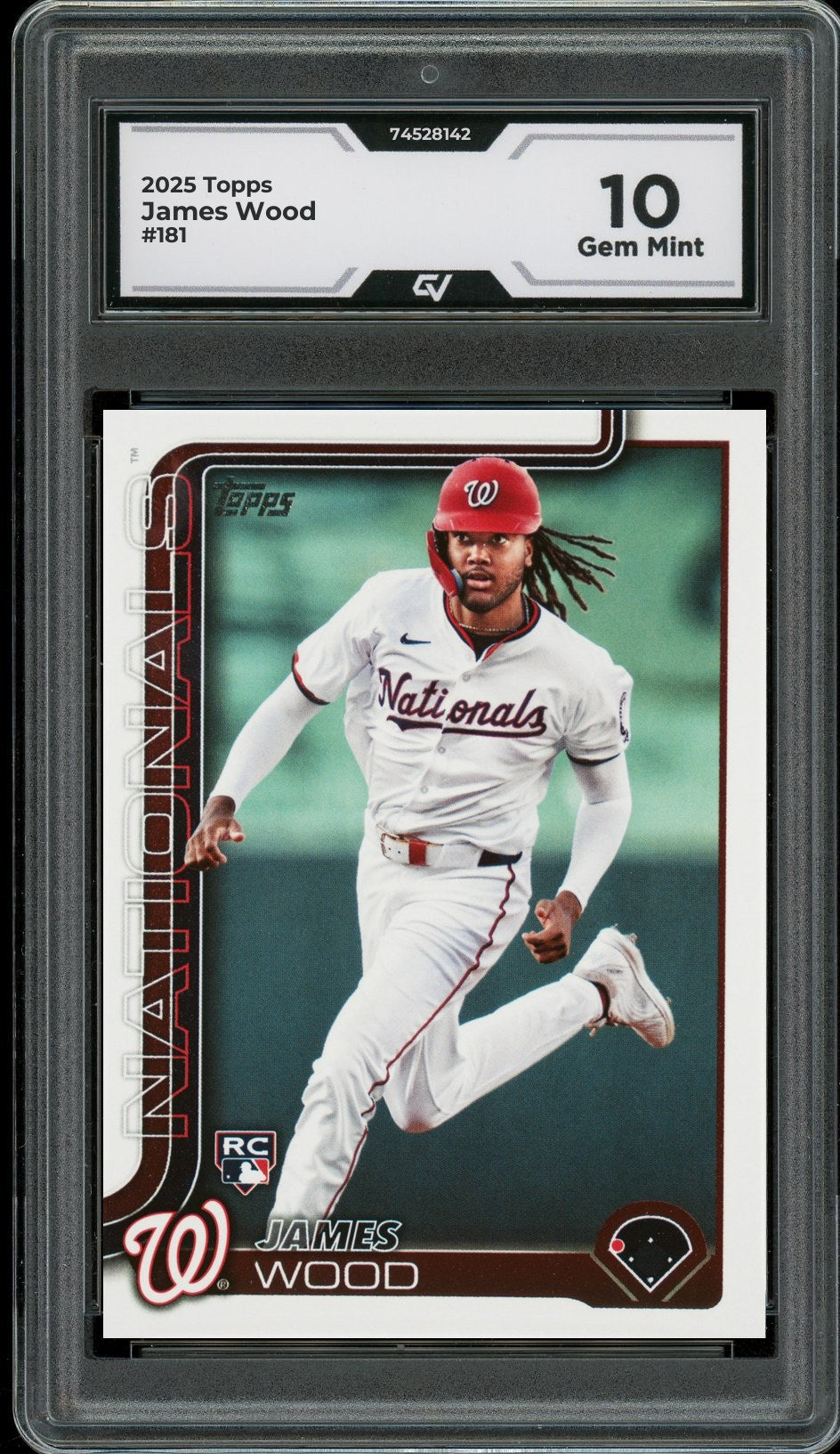 2025 Topps #181 James Wood Rookie Card RC Graded 10 Gem Mint - Front