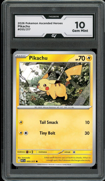 2026 Pokemon Ascended Heroes #055/217 Pikachu Graded 10 Gem Mint