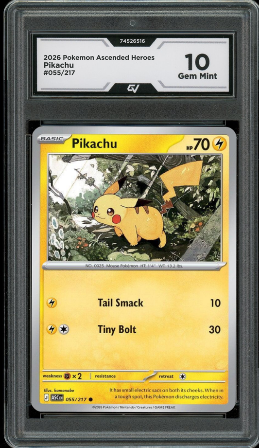 2026 Pokemon Ascended Heroes #055/217 Pikachu Graded 10 Gem Mint