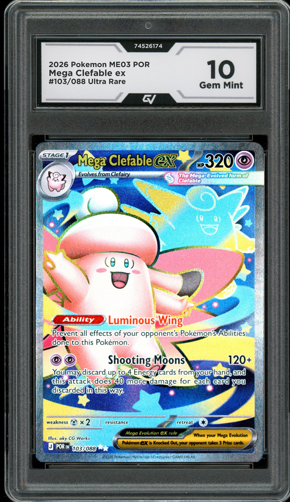 2026 Pokemon ME03 Perfect Order #103/088 Mega Clefable Ultra Rare Graded 10 Gem Mint