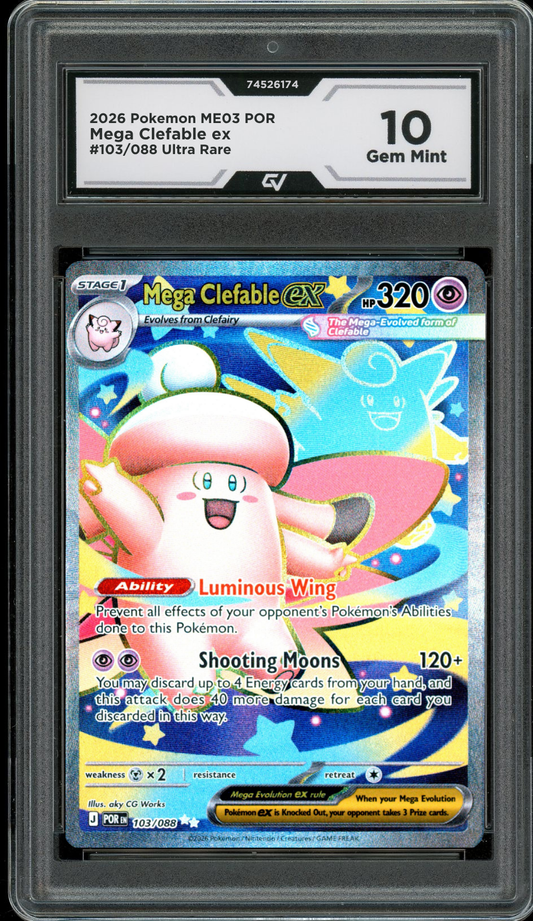 2026 Pokemon ME03 Perfect Order #103/088 Mega Clefable Ultra Rare Graded 10 Gem Mint