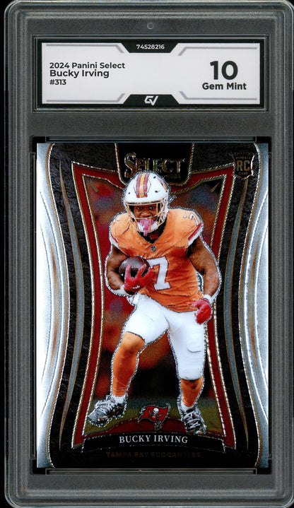 2024 Panini Select #313 Bucky Irving Rookie Card RC Graded 10 Gem Mint - Front