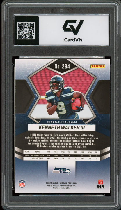 2022 Panini Mosaic #284 Kenneth Walker III Rookie Card RC Graded 10 Gem Mint - Back