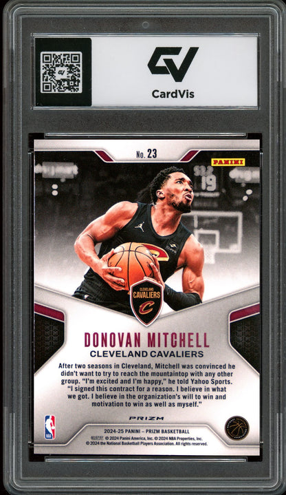 2024 Panini Prizm #23 Donovan Mitchell Dominance Silver Graded 10 Gem Mint - Back