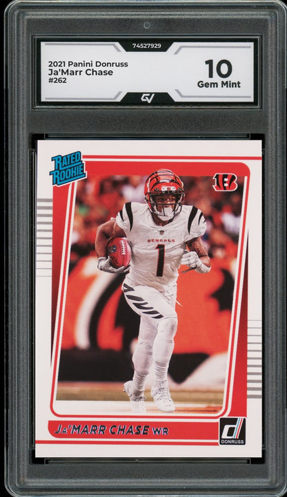 2021 Panini Donruss #262 Ja'Marr Chase Rookie Card RC Graded 10 Gem Mint - Front