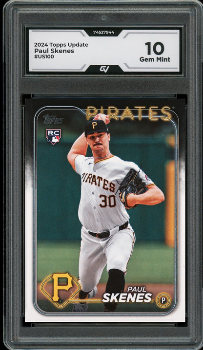 2024 Topps Update #US100 Paul Skenes Rookie Card RC Graded 10 Gem Mint - Front