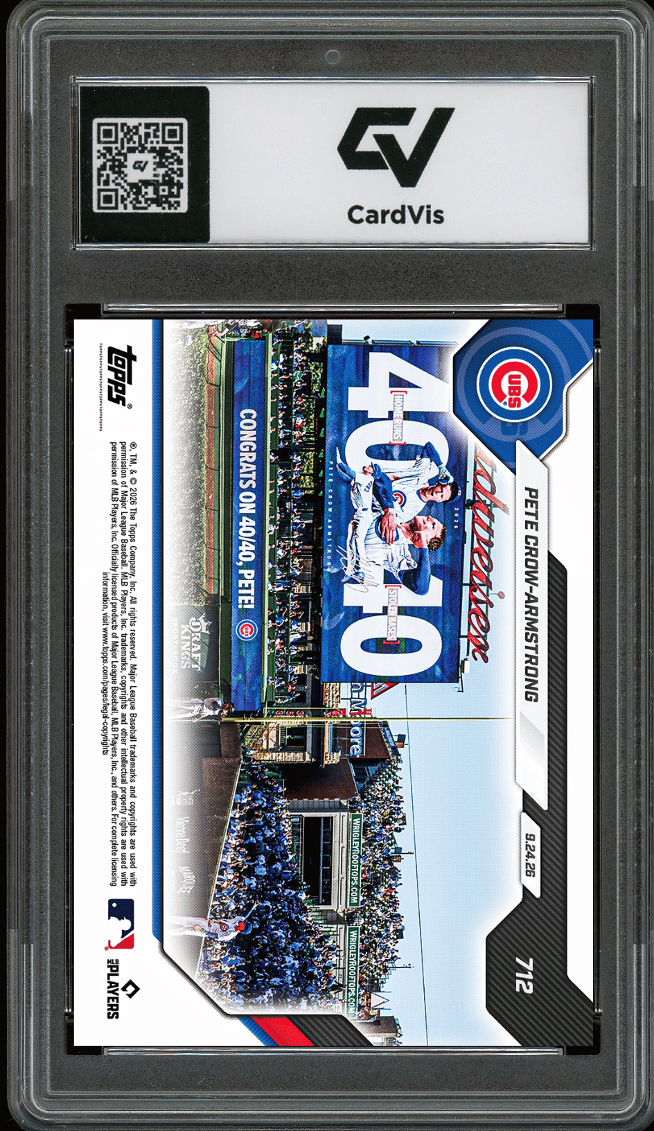 2026 Topps Now #712 Pete Crow-Armstrong 40/40 Tribute Graded 10 Gem Mint Presale