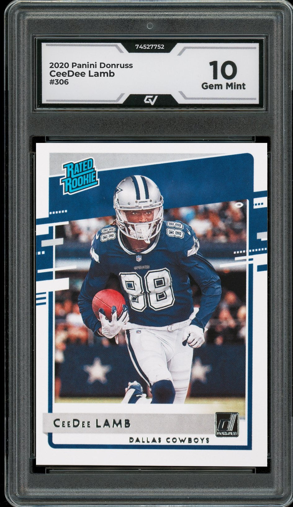 2020 Panini Donruss #306 CeeDee Lamb Rookie Card RC Graded 10 Gem Mint - Front