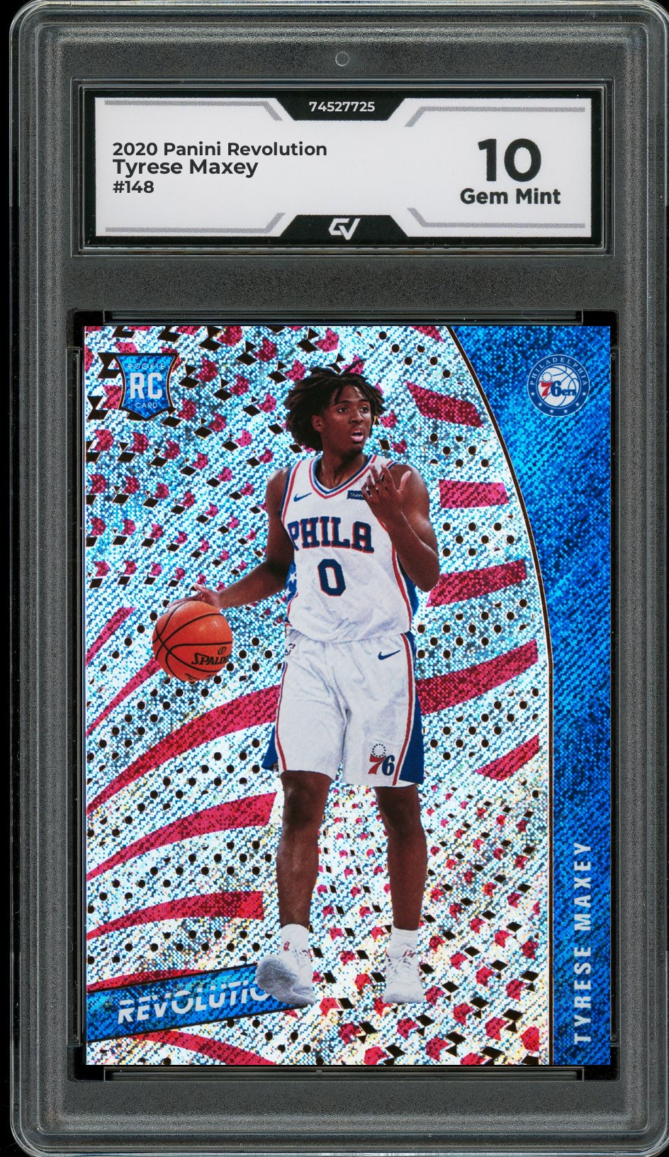 2020 Panini Revolution #148 Tyrese Maxey Rookie Card RC Graded 10 Gem Mint - Front