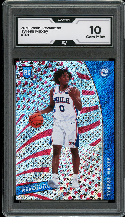 2020 Panini Revolution #148 Tyrese Maxey Rookie Card RC Graded 10 Gem Mint - Front
