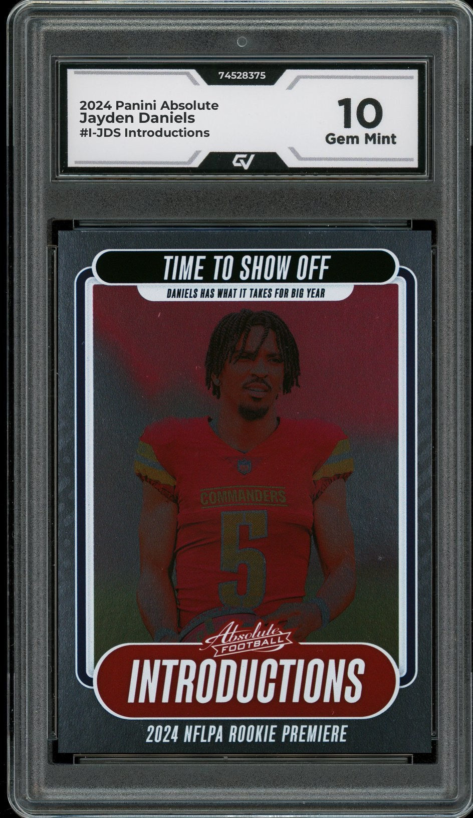 2024 Panini Absolute #I-JDS Jayden Daniels Introductions Rookie Card RC Graded 10 Gem Mint - Front