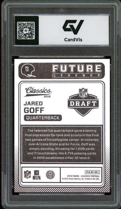 2016 Panini Classics #12 Jared Goff Future Legends Rookie Card RC Graded 10 Gem Mint - Back