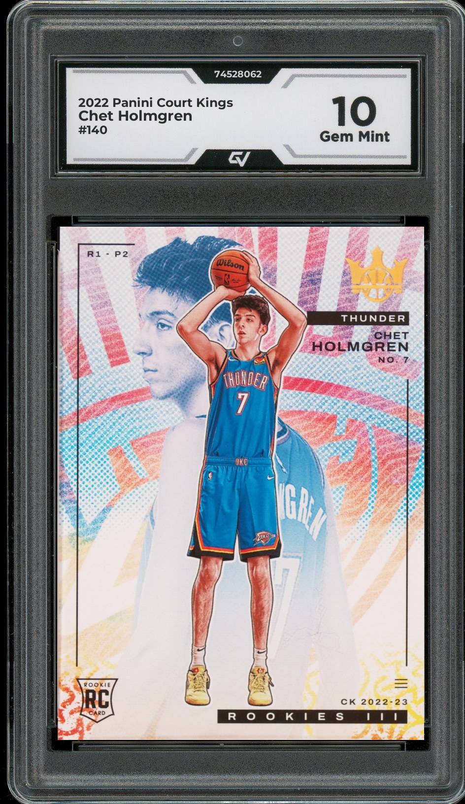 2022 Panini Court Kings #140 Chet Holmgren Rookie Card RC Graded 10 Gem Mint - Front