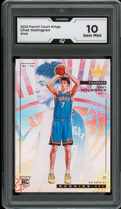 2022 Panini Court Kings #140 Chet Holmgren Rookie Card RC Graded 10 Gem Mint - Front