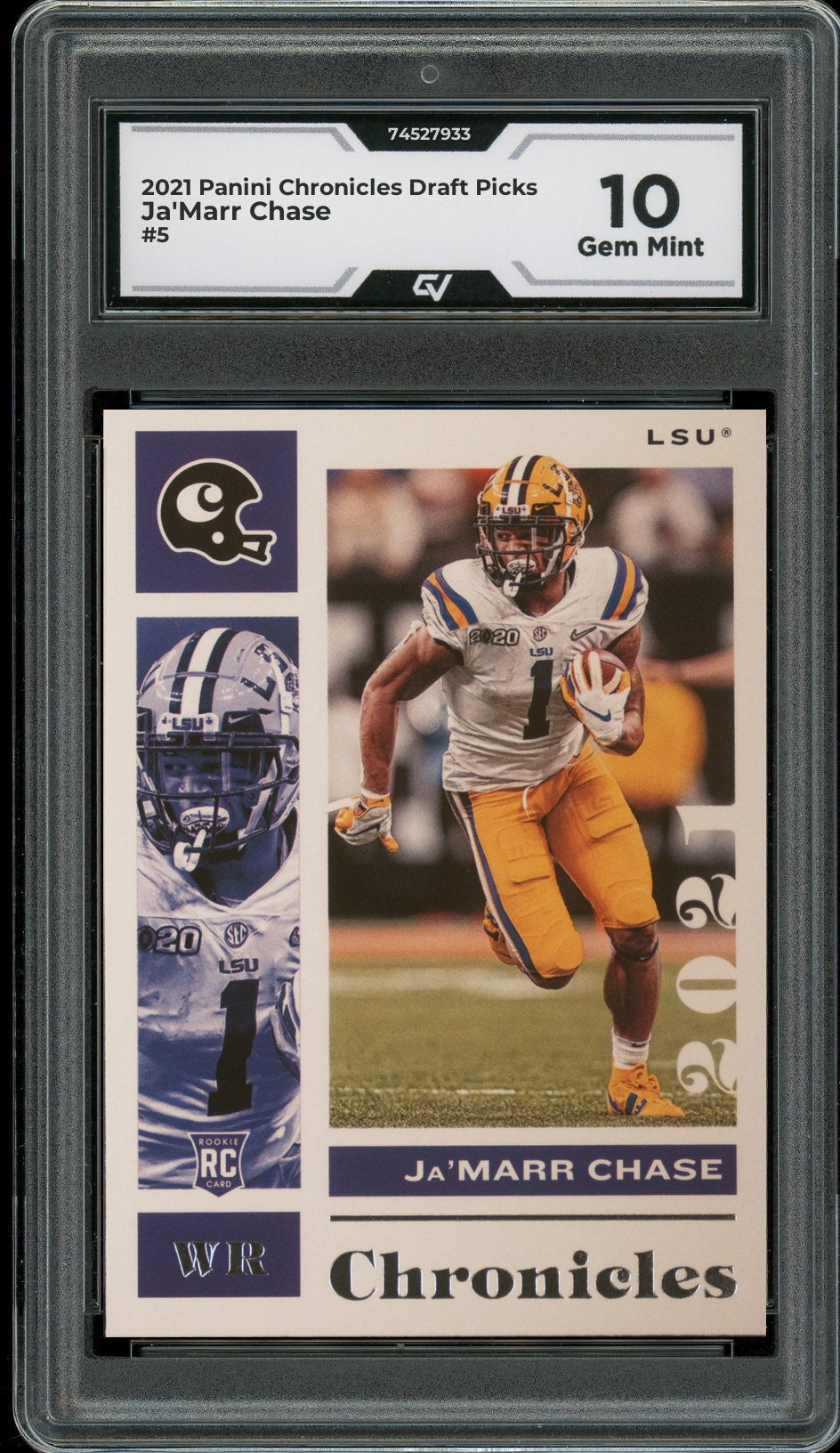 2021 Panini Chronicles Draft Picks #5 Ja'Marr Chase Rookie Card RC Graded 10 Gem Mint - Front