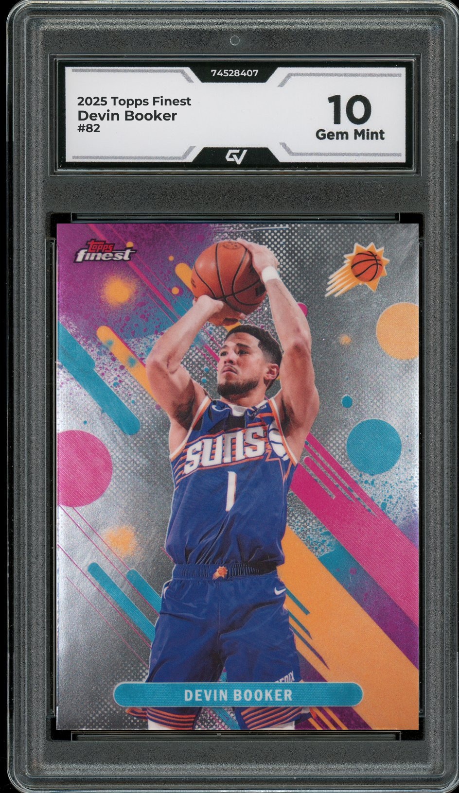 2025 Topps Finest #82 Devin Booker Graded 10 Gem Mint - Front
