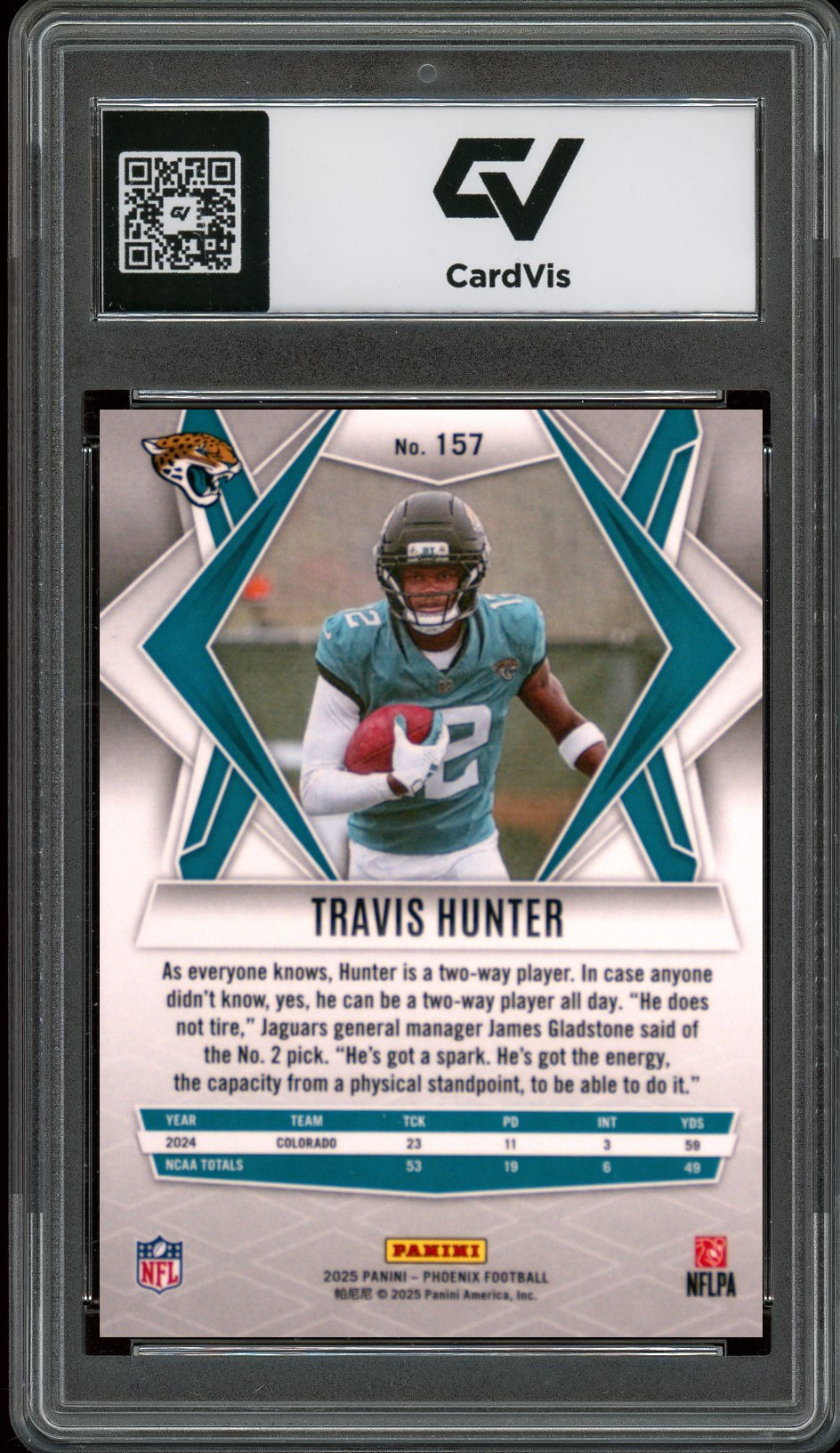 2025 Panini Phoenix #157 Travis Hunter Rookie Card RC Graded 10 Gem Mint - Back
