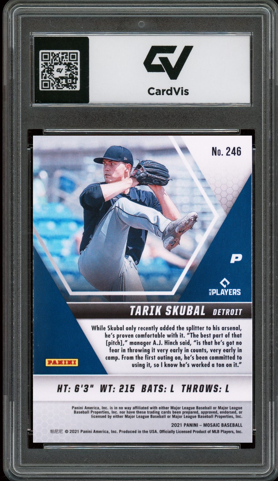 2021 Panini Mosaic #246 Tarik Skubal Rookie Card RC Graded 10 Gem Mint - Back