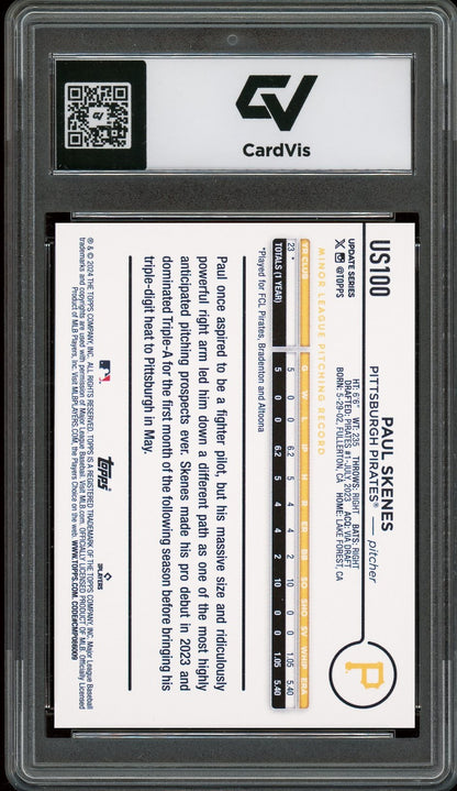 2024 Topps Update #US100 Paul Skenes Rookie Card RC Graded 10 Gem Mint - Back