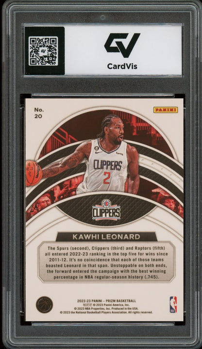 2022 Panini Prizm #20 Kawhi Leonard Dominance Graded 10 Gem Mint - Back