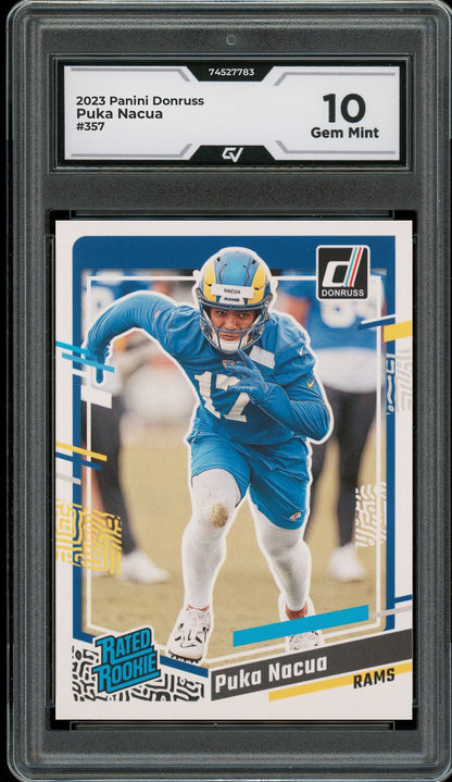 2023 Panini Donruss #357 Puka Nacua Rookie Card RC Graded 10 Gem Mint - Front