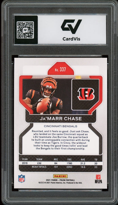 2021 Panini Prizm #337 Ja'Marr Chase Rookie Card RC Graded 10 Gem Mint - Back