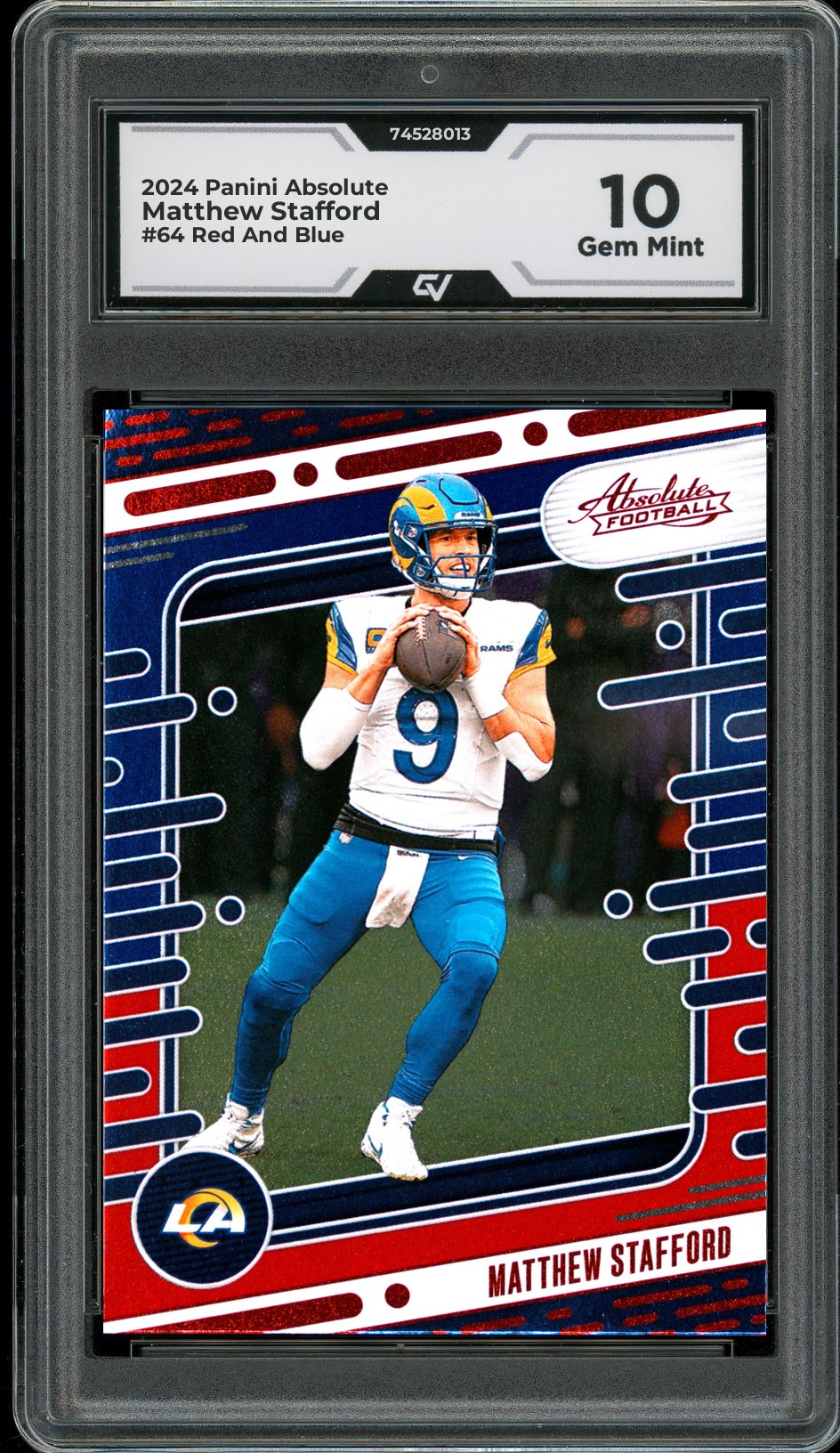 2024 Panini Absolute #64 Matthew Stafford Red And Blue Graded 10 Gem Mint - Front