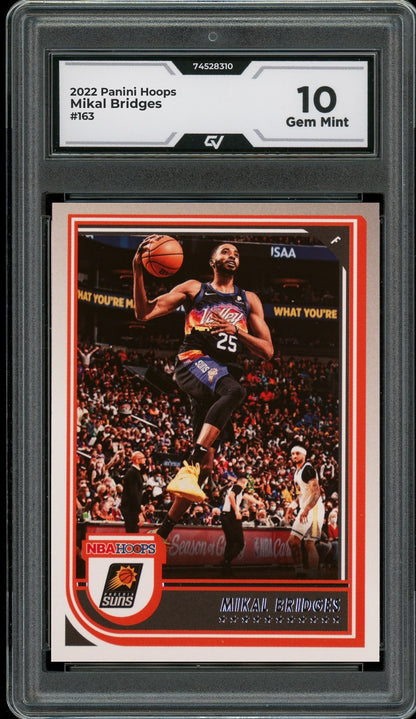2022 Panini Hoops #163 Mikal Bridges Graded 10 Gem Mint - Front