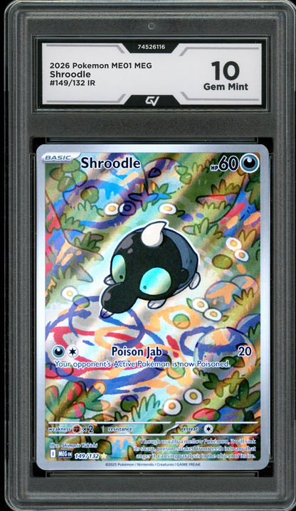 2026 Pokemon ME01 Mega Evolutions #149/132 Shroodle IR Graded 10 Gem Mint