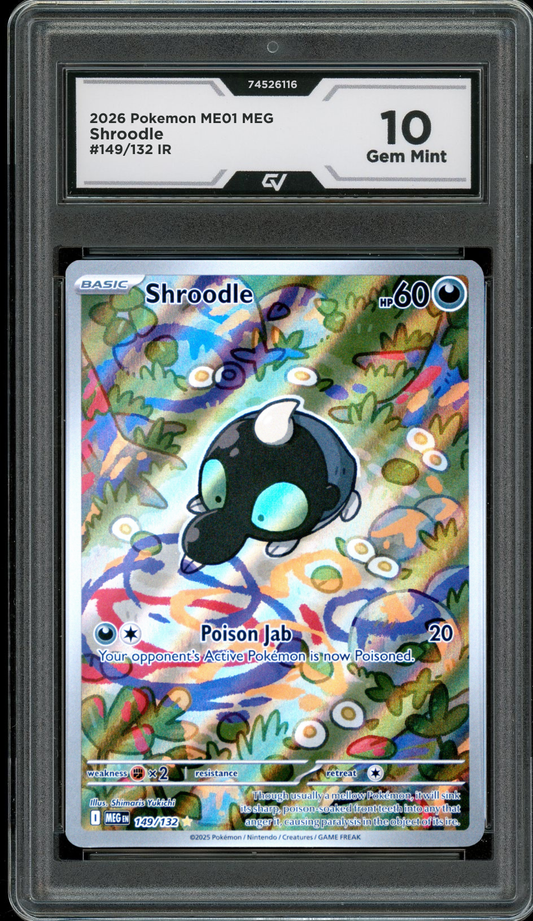 2026 Pokemon ME01 Mega Evolutions #149/132 Shroodle IR Graded 10 Gem Mint
