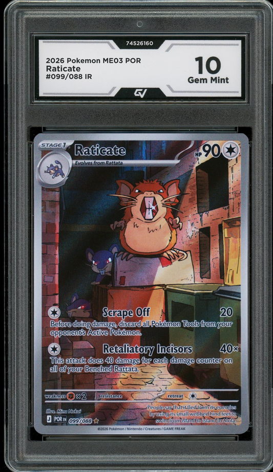 2026 Pokemon ME03 Perfect Order #099/088 Raticate IR Graded 10 Gem Mint